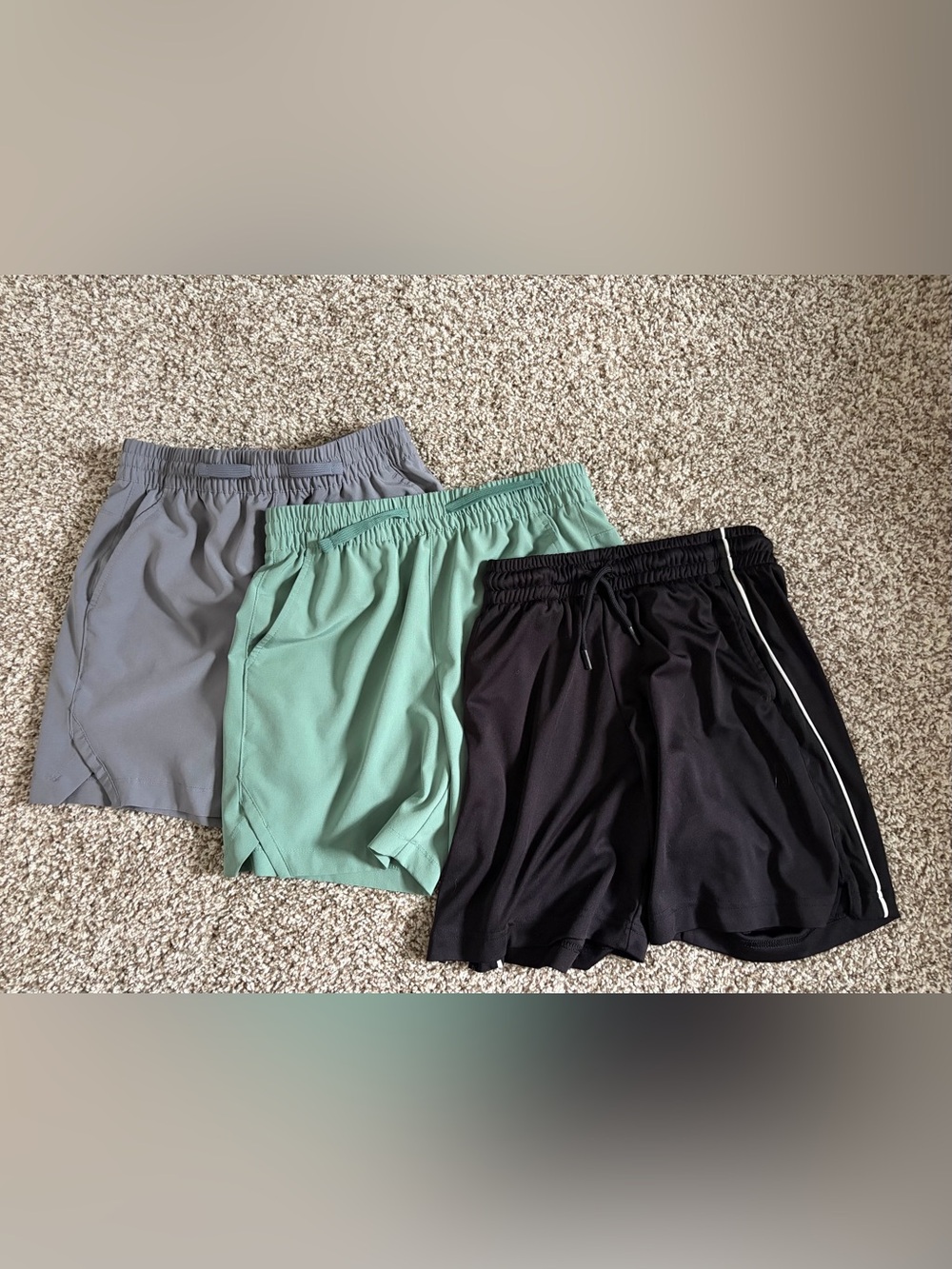 Lot of 3 TEK GEAR - Boys - Athletic Shorts - Black, Sage, Gray - Size 10/12